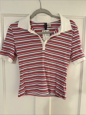 H&M Striped Polo Tee in Red, Blue and White